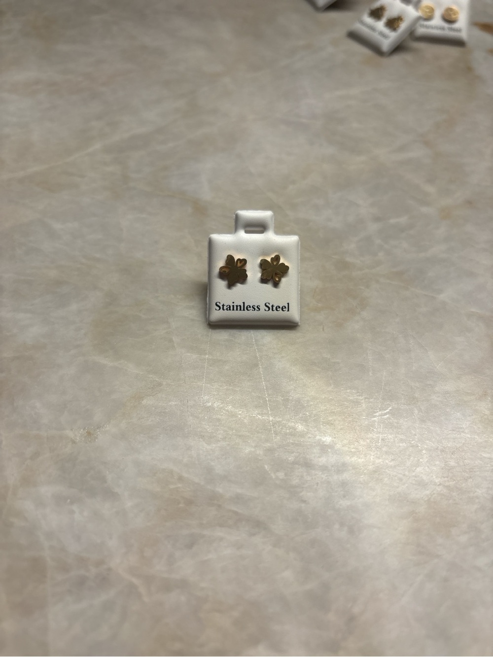 Gold Flower Stainless Steel Stud Earrings